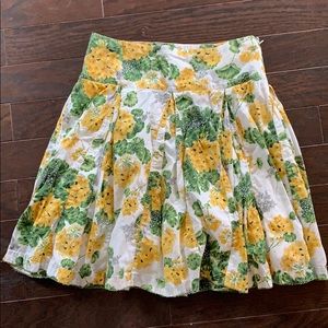 Anthropologie yellow floral skirt